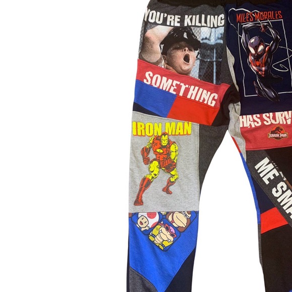 1 of 1 Reworked Pants Joggers. 90s, Elastic waistband, Patchwork style custom - Picture 8 of 9